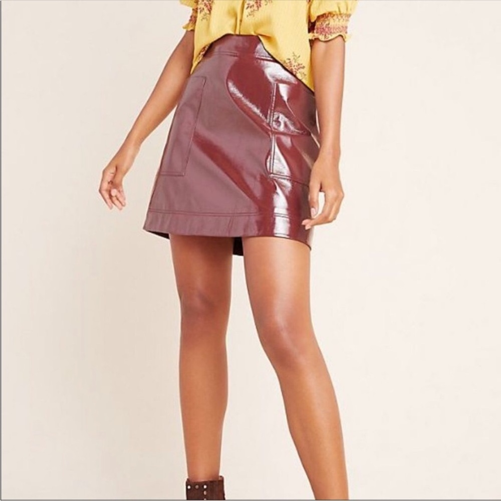 Anthropologie Maeve brown faux leather skirt 6